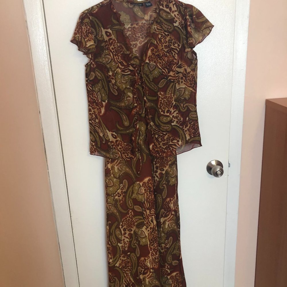 Brown dress with cover top